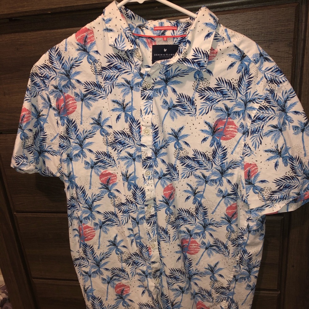 Denim and Flower button up shirt XL